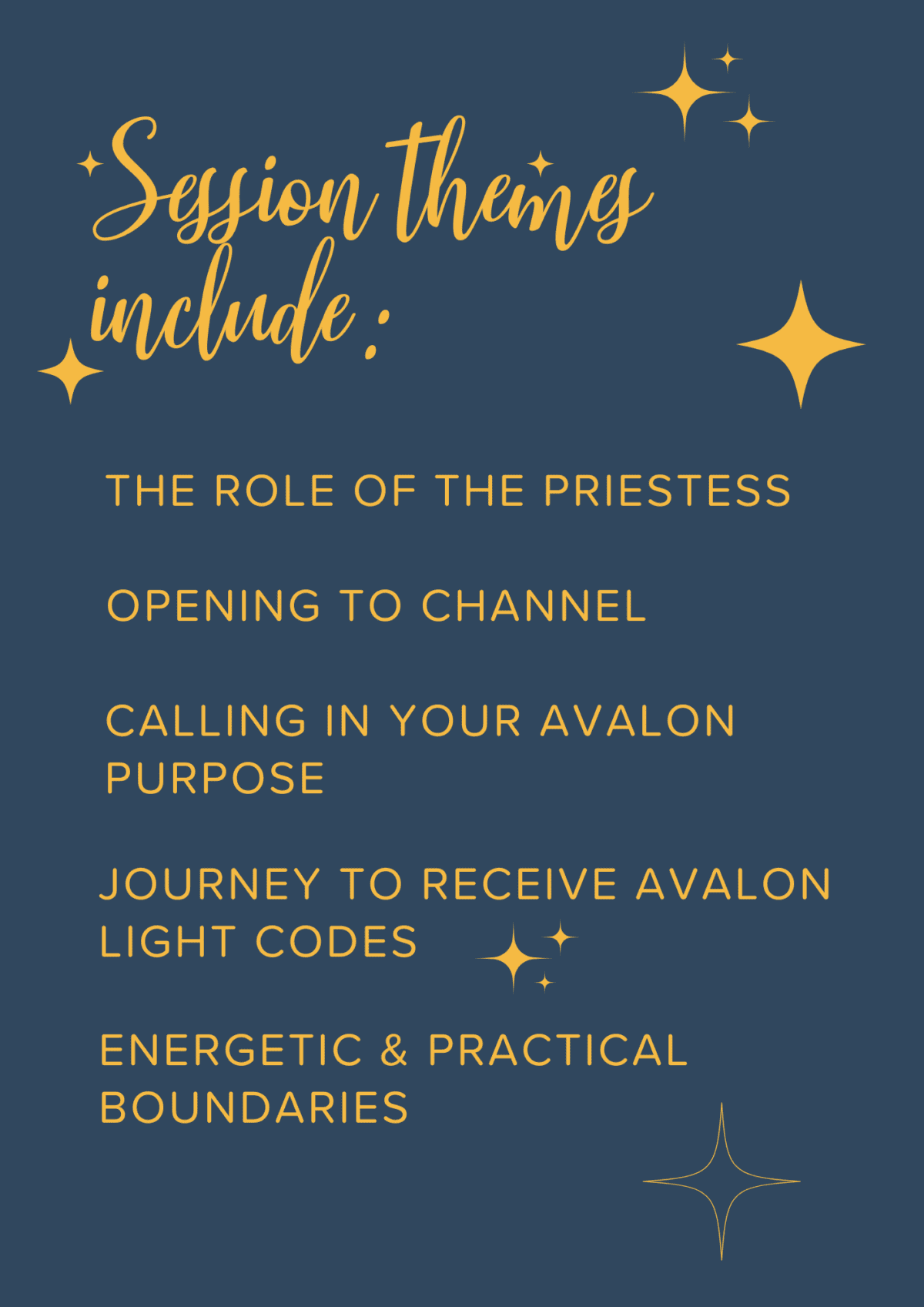 Avalon Priestess Training Session themes